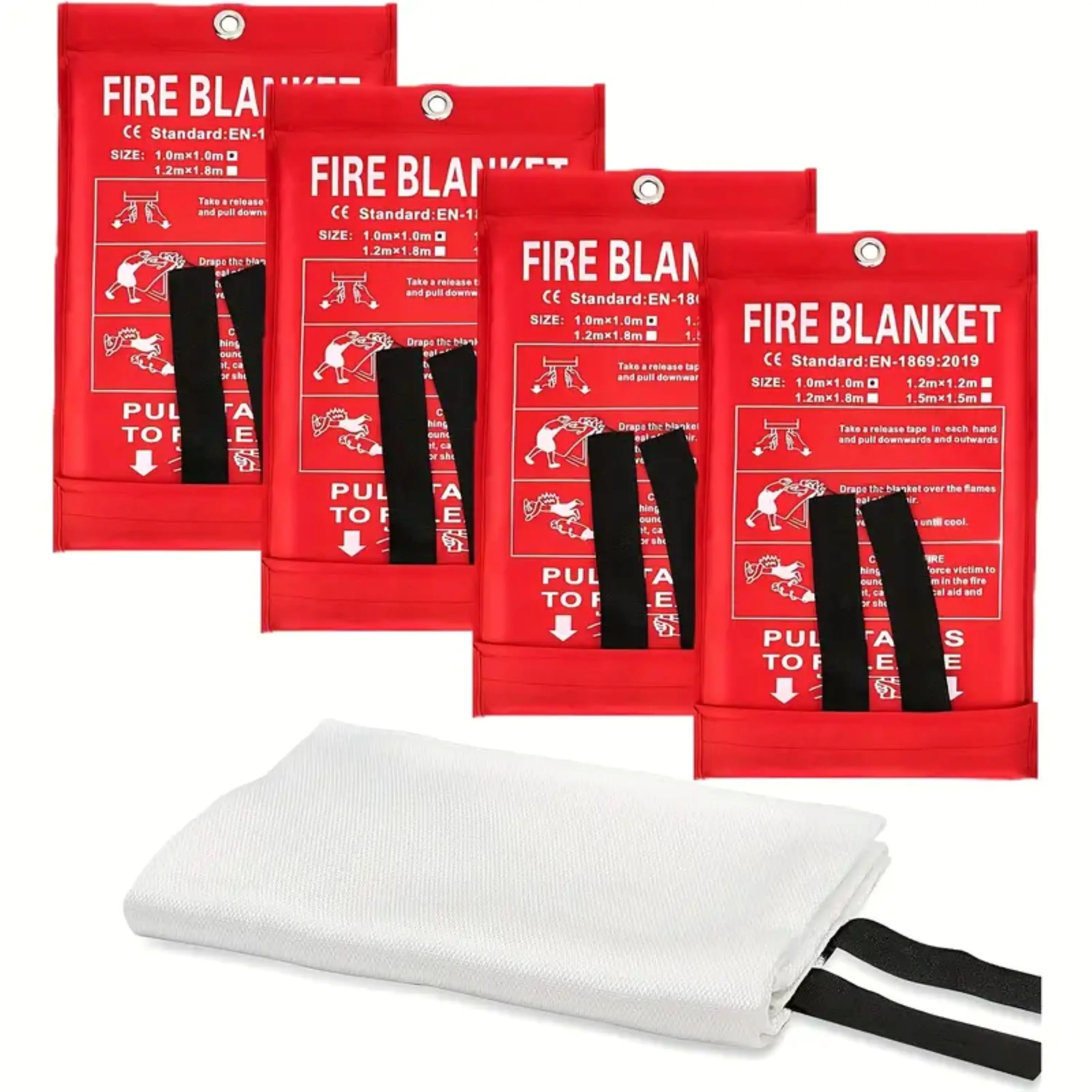 Emergency Fire Blanket for Home & Kitchen, Fiberglass Fire Suppression Blanket, Easy Pull Tabs, Fire Safety Blanket for Cooking, Camping & BBQ