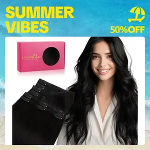 WENNALIFE Invisi Edge Clip in Hair Extensions Seamless Invisible Natural Straight Real Human Hair Chocolate Brown to Caramel Blonde #Summervibes