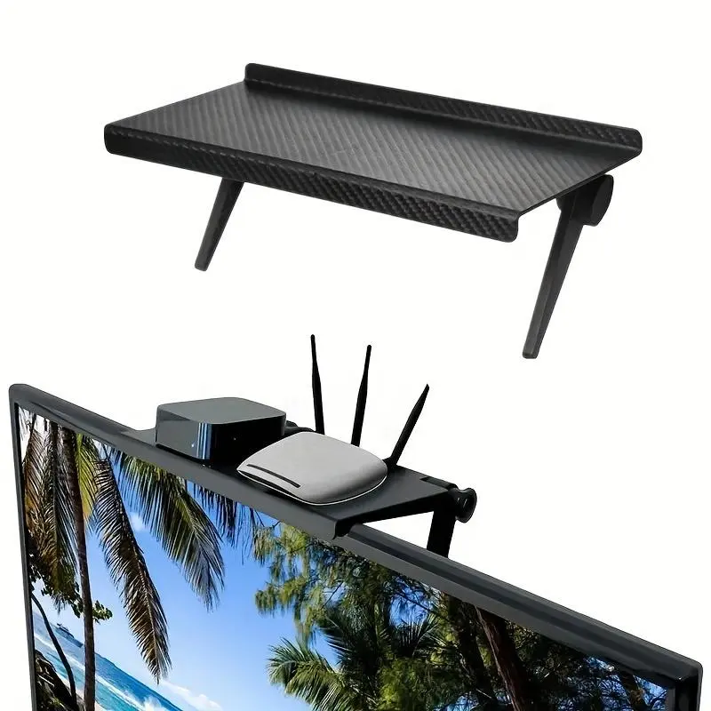 Adjustable Lightweight TV Screen Top Shelf, 1 Count Computer Monitor Desktop Display Stand, Space Saving Design Organizer Router Storage Holder for Living Room