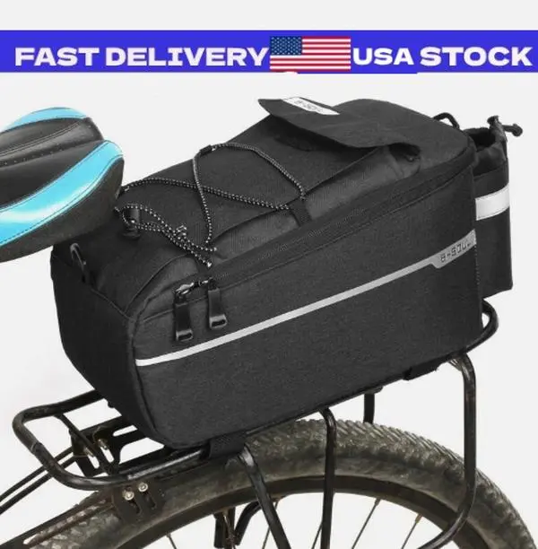 Bike Rear Rack Bag 10L Insulated Bicycle Trunk Bag Storage Luggage Cargo Bag US Bike Rear Rack Bag 10L Insulated Bicycle Trunk Bag Storage Luggage Cargo Bag US