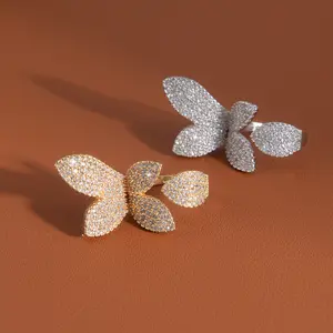 Trending Butterfly Open Statement Ring, Sparkling Bold Adjustable Ring for Women, Viral Aesthetic Accessory, Perfect for Party, Office, Casual Wear, Great Gift for Best Friend, Girlfriend