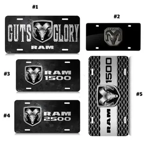 Retro RAM 1500, 2500, RAM Guts-Glory Metal Look Graphic License Plate - 12 x 6 Aluminum Vanity Tag for US Vehicles - Made in USA with Pre-Drilled Holes for Easy Installation