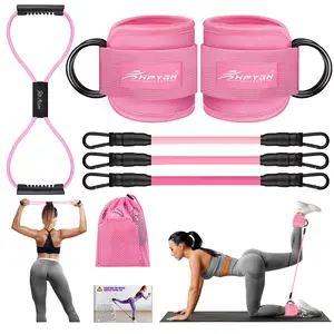 Ankle Resistance Bands with Cuffs, Figure 8 Fitness Resistance Bands with Handles, Lifting Glute Butt Exercise Equipment for Women, Ankle Weights Fitness Set, Leg Booty Equipment for Training Perfect Body Shape