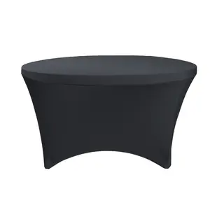 Stretch Spandex 4 ft Round Table Cover Black