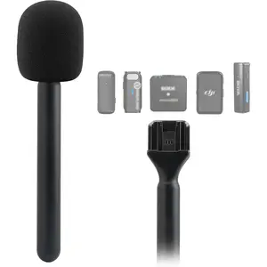 for Dji Handheld Mic Adapter, Stand for DJI/RODE/HOLLYLAND/BOYA/GODOX/ULANZI/Comica and More Wireless Transmitter Holder Interview Go Handle Stick with Cold Shoe Mount