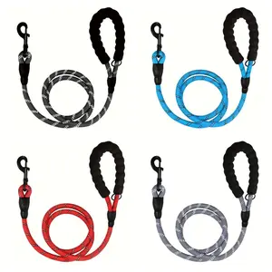 5ft Premium Padded Handle Dog Leash - High Visibility Reflective Rope for Night Walking, Durable Outdoor Leash for Small, Medium, and Large Dogs - Comfortable, Adjustable, and Weather-Resistant