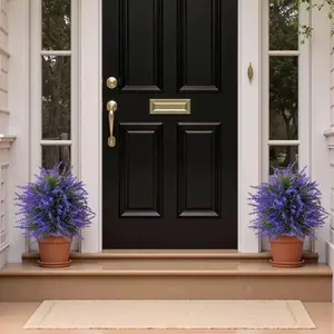 Artificial Lavender Topiary Plants for Home & Garden, Realistic Faux Greenery, Decorative Indoor Outdoor Potted Plants, UV Resistant, Everlasting Year-Round