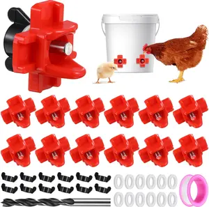 12 count Horizontal Chicken Waterer Nipples, Automatic Poultry Nipple Waterer with Drill Bits for Bucket Chicken Feeders, Non Leak Waterer Kit for Chicken Coop Outdoor