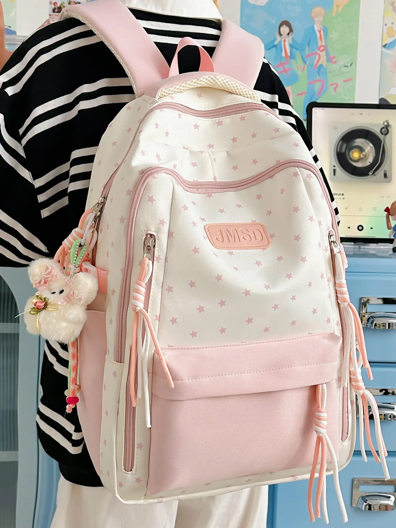 1pc Women's backpack with contrasting colors and zipper closure, cute and casual, suitable for students to go to school, campus, commuting, shopping, lightweight women's backpack, Colorblock Backpack, Colorblock Bag
