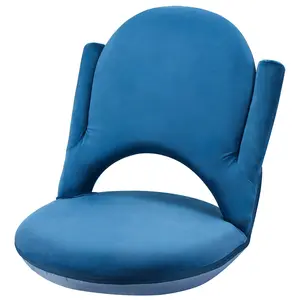 Nnewvante Floor Folding  Armrest, 42 Position Back Support Adjustable Floor Seat Washable Stackable Cushion for Class Meditation Playing Adults Kids,Ctystal Velvet Navy Blue Chaise Sofa Lounge Breathable  room furniture bedroom Stain-Resistant reading