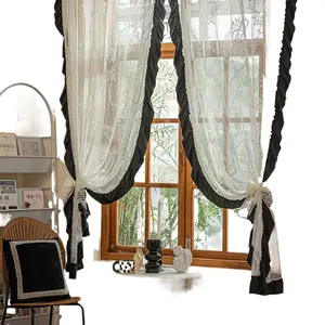 Rococo Lotus Leaf Sheer Curtains French Retro Light Luxury Dreamy Drapes For Floor To Ceiling Windows