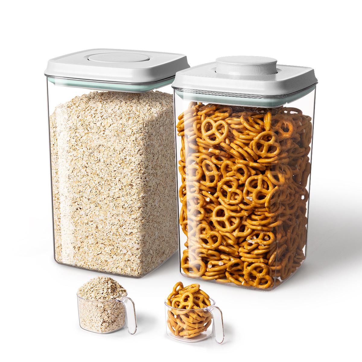 3-Piece Rectangular Plastic Airtight Food Storage Containers Set - Push Button Opening, Leak-Proof, BPA-Free, Transparent, Stackable 1.2 QT Containers for Fridge Organization, Cupboard, Snacks, Coffee, Pantry 3-Piece Rectangular Plastic Airtight Food Storage Containers Set - Push Button Opening, Leak-Proof, BPA-Free, Transparent, Stackable 1.2 QT Containers for Fridge Organization, Cupboard, Snacks, Coffee, Pantry