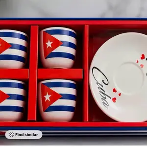 Cuban Style Espresso Cup Set – 4 Cups + Saucer – Coffee Set Gif