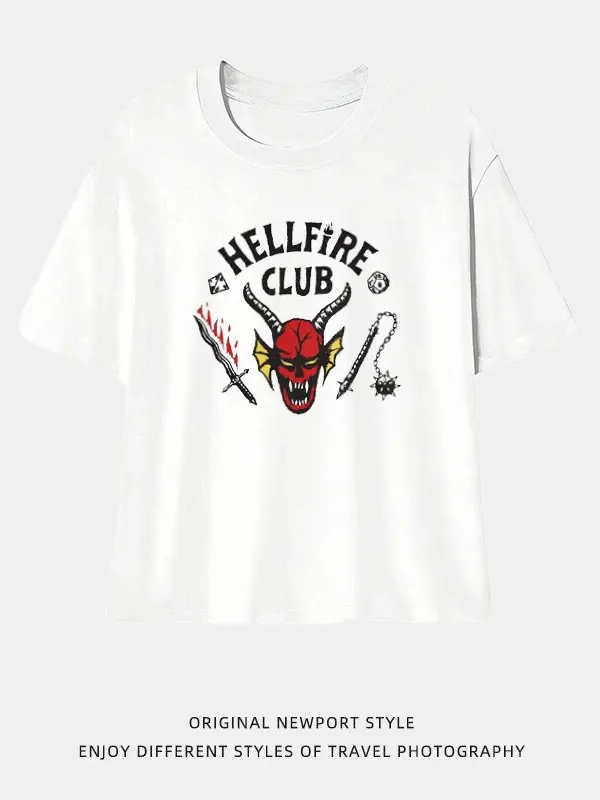 Y2K Vintage Demon Graphic Tee Hellfire Club Oversized Streetwear Shirt Unisex Casual Wear