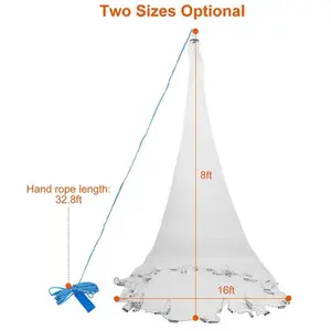 8ft Radius Heavy Duty Cast Net - Chain Sinker Easy Throw Bait Trap for Fishing-3331