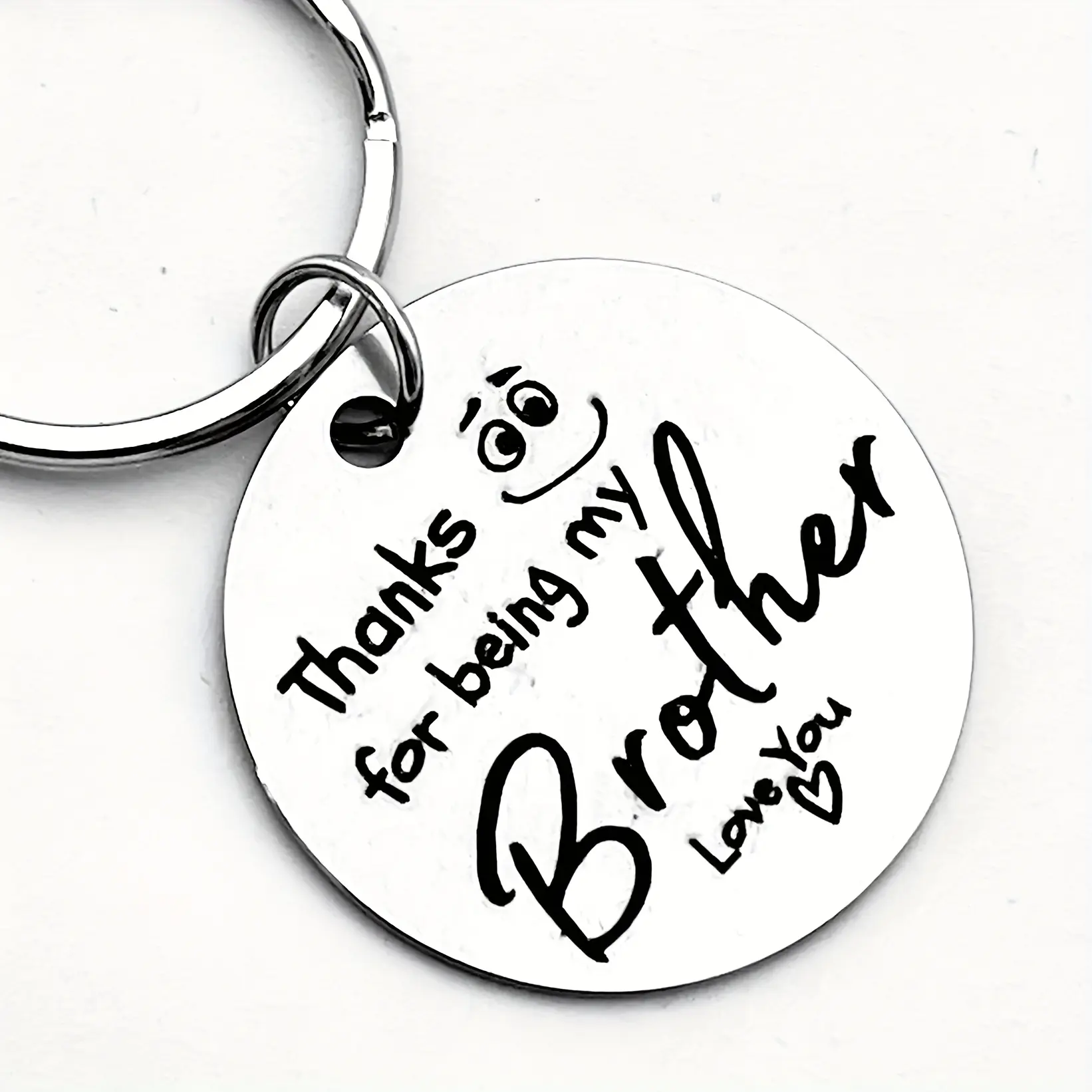 Stainless Steel Brother Keychain - "Thanks for Being My Brother" Design, Heartfelt Gift for Siblings, Unique Minimalist Accessory, Perfect for Birthdays, Holidays, and Parties, Durable Keychain, Authentic Keychain, Siblings Gift