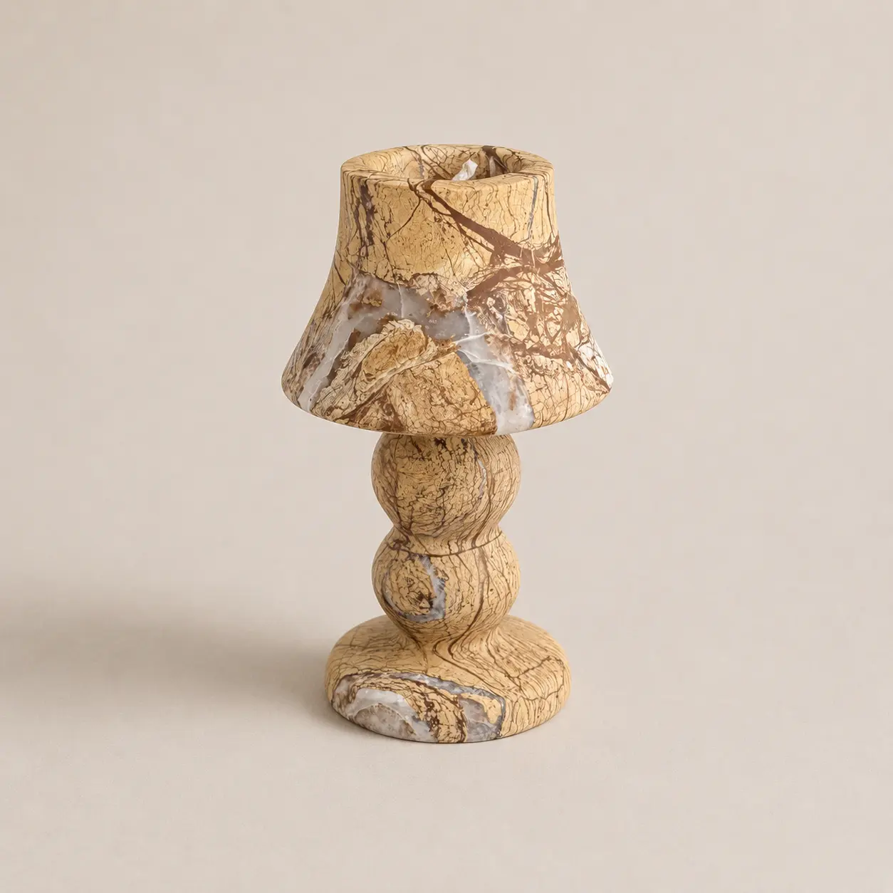 VEINORA Natural Stone Soy Wax Candle | Gilded Collection | Yellow Marble | Single Wick | GL6990