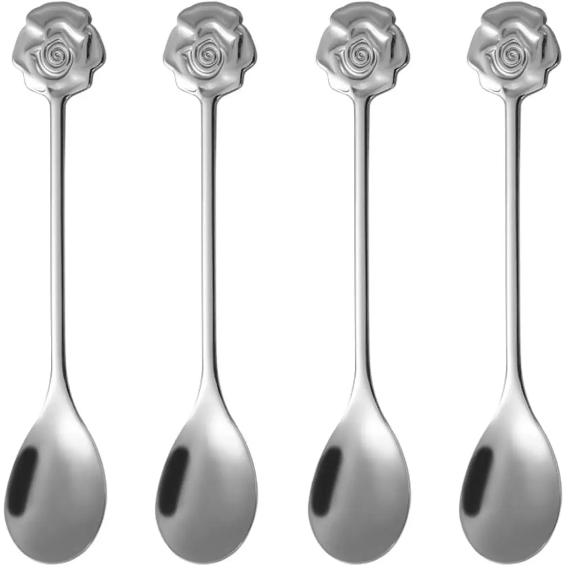 Stainless Steel Coffee Dessert Spoon, Cute Demitasse Spoons for Stirring, Creative Flower Sugar Spoon, 4 count