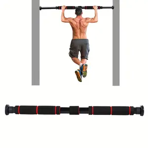No-Drill Adjustable Doorway Pull Up Bar - Heavy Duty Carbon Steel Wall Mounted Pullup Bar with Retractable Design for Home Gym Strength Training
