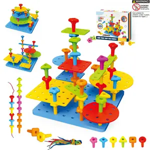 65 Piece Nut Building Block Toy Set, Shape Sorting Line String Toys, Early Education Puzzle Toys for Kids over 3 Years