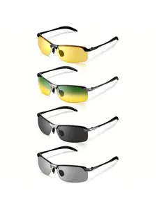 4 Pairs of Polarized Anti-glare Night Driving Glasses with Photochromic Lenses
