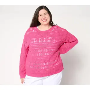 Denim & Co. Canyon Retreat Drop Shoulder Boat Neck Pullover