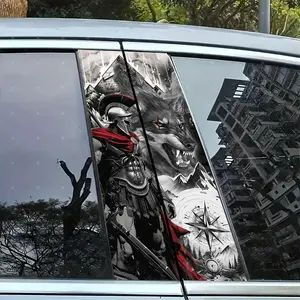 2pc Creative Vinyl Sticker Car B-Pillar Protection Decal, Decal For Cars, Easy Peel & Stick Sunproof Waterproof Scratch-Resistant, Fits All Vehicles, Car Decals