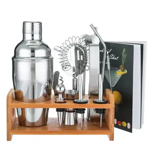 Cocktail Shaker Set Bartender Kit, VONATES 15Pcs Bartender Shaker Set, 304 Stainless Steel Martini Shaker and Strainer, 550ml /19OZ Bar Tool Set With