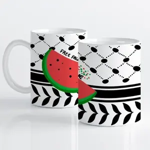 Free Palestine Watermelon Mug, Cultural Symbol Ceramic Cup, a Subtle Yet Powerful Symbol of Palestinian identity, Gift for Freedom Lovers, Friends