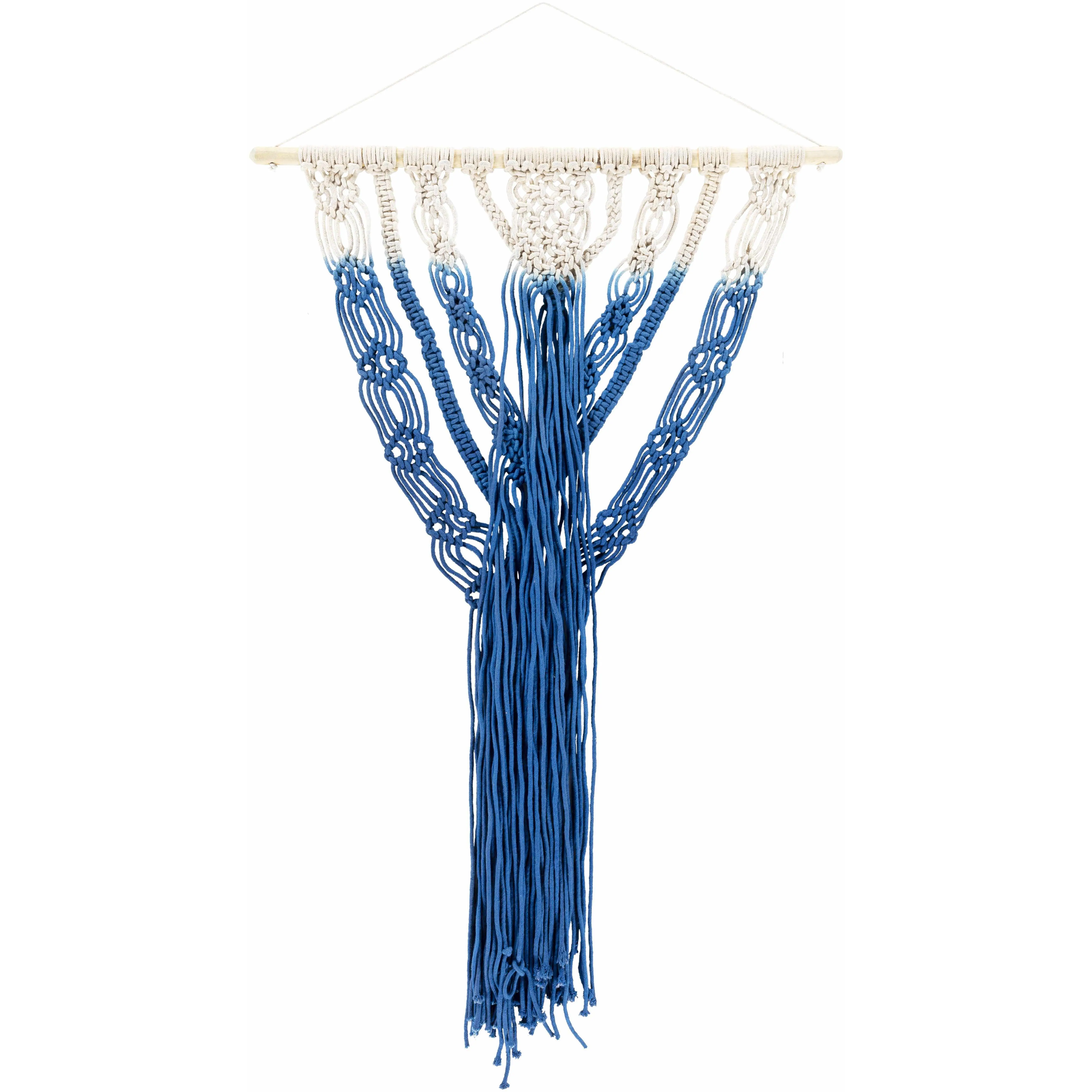 Modern Cream-Blue Macrame Wall Art, Hangable Wall Hanging Decor for Home Decor