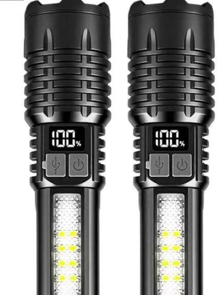 1pc, Super Bright Strong LED Flashlight, Power Bank Flashlight, USB Rechargeable Camping Style Tactical Flashlight, with COB Light, Suitable for Camping Style and Emergency Use Double Head Wireless Desk Lamp turkish floor Remote-Controlled Socket Fan