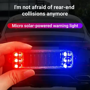 Solar Powered Motorcycle Warning Flashing Light, Anti-Rear-End Collision LED Tail Light, No Wiring Required Car Breathable Rear Lamp