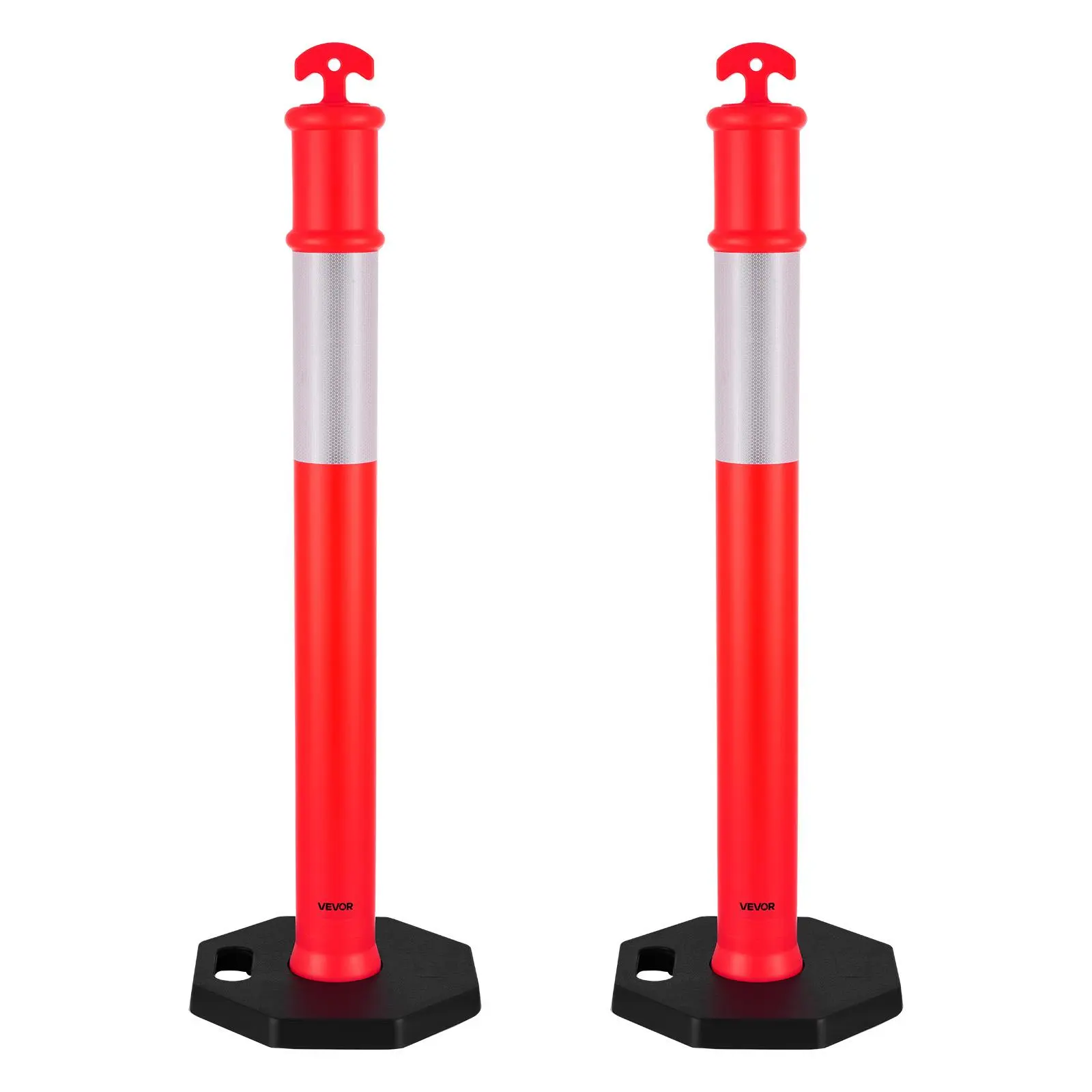 【Summerfinds】VEVOR 2 Pack Traffic Delineator Posts,45 inches Traffic Safety Cones with Weighted Base and Reflective StripsHeavy Duty Delineator Posts for Construction SiteParking LotCrowd ControlRed, Hard Safety Cones, Antifogging Safety Cones, Non-Sli
