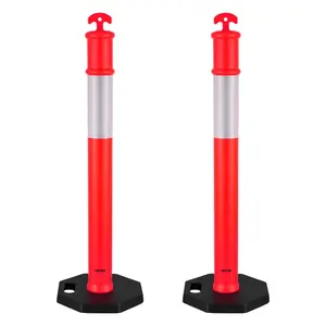 【fathersdaygift】VEVOR 2 Pack Traffic Delineator Posts,45 inches Traffic Safety Cones with Weighted Base and Reflective StripsHeavy Duty Delineator Posts for Construction SiteParking LotCrowd ControlRed, Hard Safety Cones