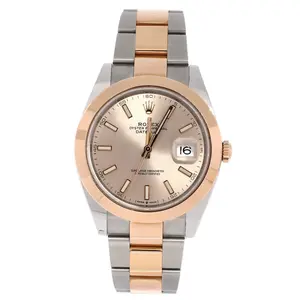 Pre-owned Rolex Oyster Perpetual Datejust Automatic Watch Stainless Steel and Rose Gold 41 by Rebag