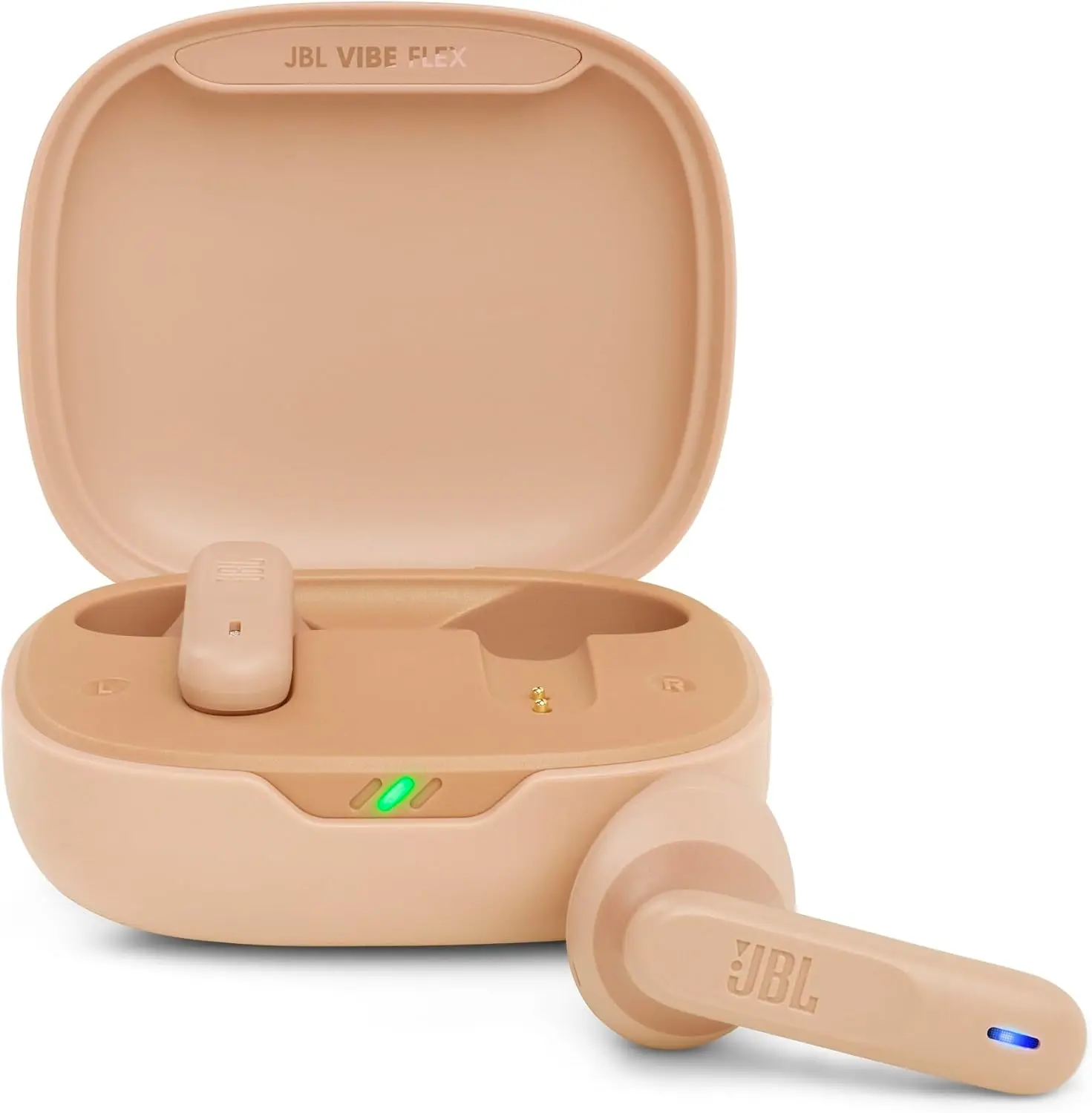Vibe Flex True Wireless Earbuds for JBL – Bluetooth Earphones with Deep Bass Sound, IP54 Water & Dust Resistant, Long Battery Life, Voice Assistant Compatible, Open-Ear Design (Beige)