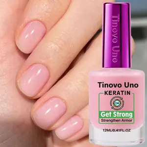 Tinovo Uno Natural Pink Nail Strengthener - Enhances shine and durability. Alcohol-free formula specially designed for soft, brittle nails. Nail care.Enriched with keratin