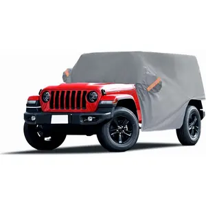 Cab Cover for 2007-2025 Jeep Wrangler JK JKU JL JLU 4 Door, Waterproof Half Car Cover Oxford with Reflective Strip, Sun Snowproof Cab Car Cover for Convenient Zipper for Trunk