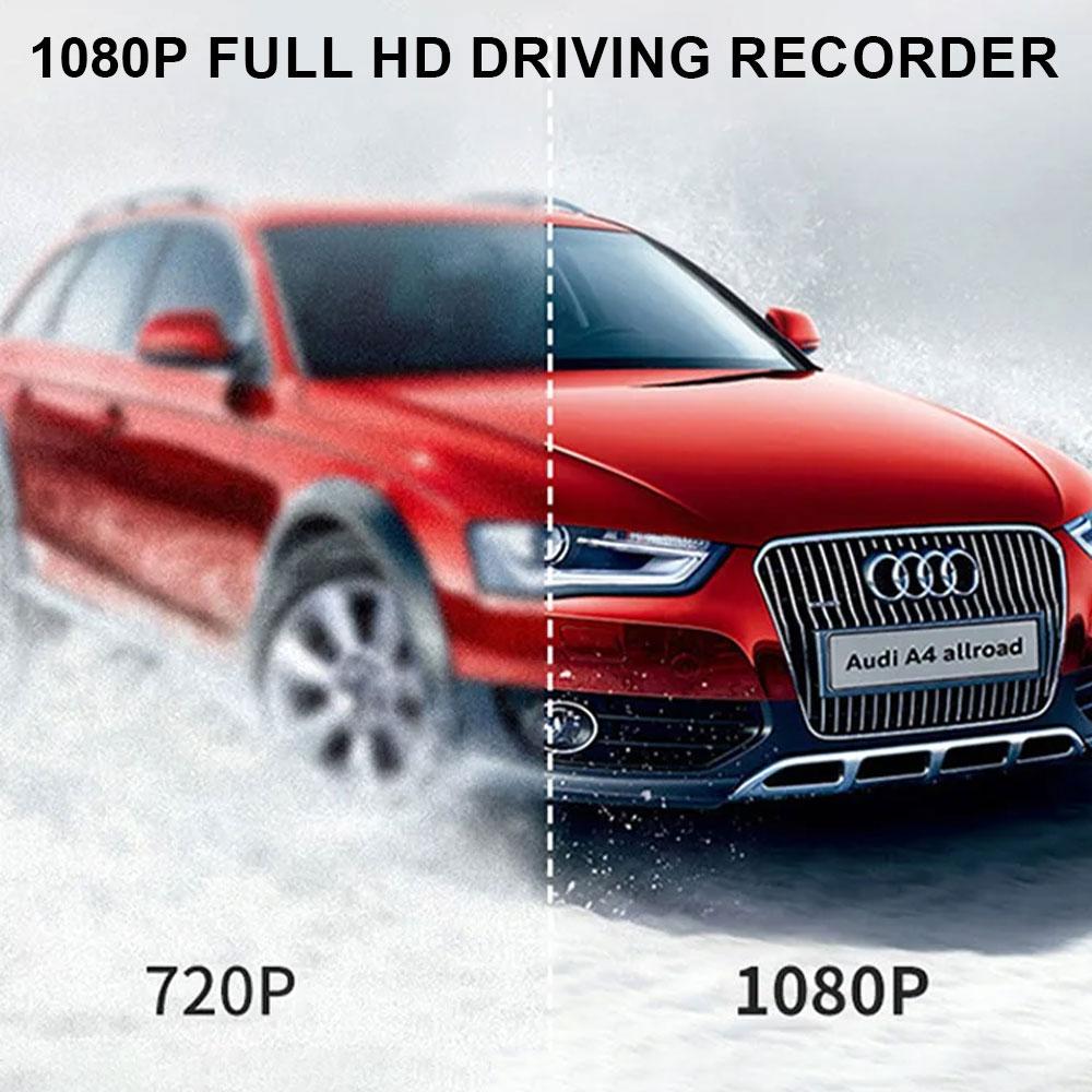 Dash Cam, Driving Recorder 1080P Front and Rear 2 Lens Parking Monitoring, 24H Infrared Night Vision Parking and Loop Recording,Built-in WiFi And 32GB Card, Large, Silver