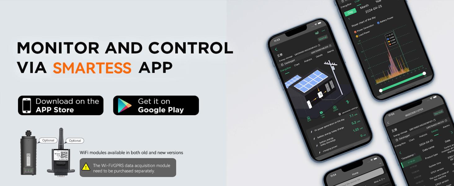 PowMr Solar Hybrid Inverter 6500W 48V to 120V/240Vac, 6500W Split-Phase Hybrid Inverter Built-in 140A MPPT Controller, Max.PV Input 10kW, 550V, Support up to 6 Unit Parallel and Batteryless Run