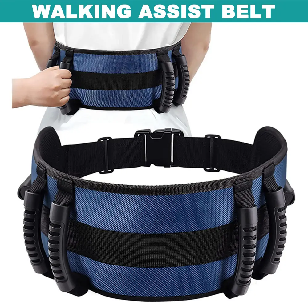 6 Heavy Handles  - Gate Belt with Easy Fasten Buckle - Lift Assist for Elderly and Patient Care | Adjustable Size 34.25” to 55”