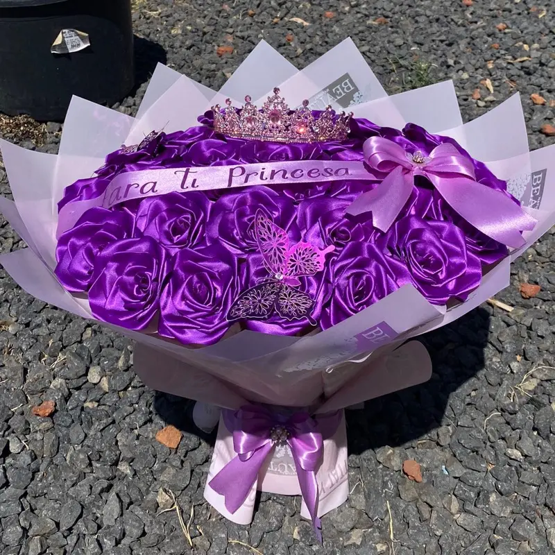 Purple Decorative Rose Flower Bouquet with LED Lights and Butterfly Card - Ideal Gift for Special Home Decor Occasions, Flowers