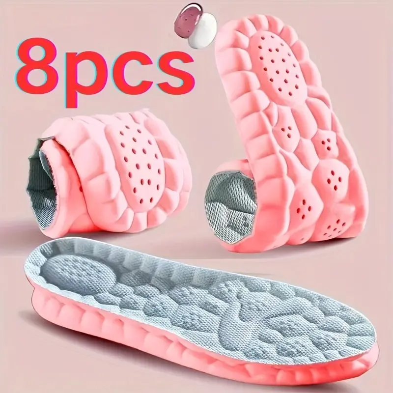 8pcs 4pairs of super comfortable Women's insoles - soft, elastic, breathable, shock-absorbing, suitable for leisure and sports activities - sizes 35-42, perfect for walking, hiking, running, and daily wear