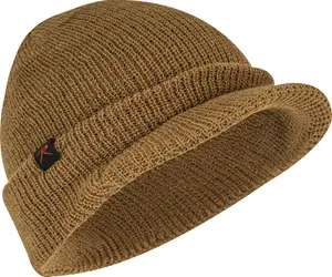 Coyote Brown - 100% Wool Double Layered Visor Jeep Watch Cap Warm Beanie with Brim & Rothco Tag