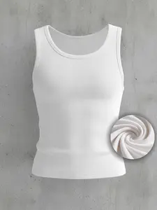 Summer Tank Top Scoop Neck Knit Gym Workout Muscle Tank Undershirt Sleeveless Shirts