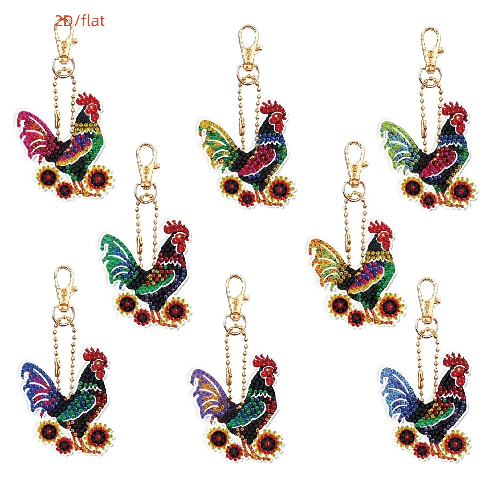 Animals & Fairy Pattern Diy Acrylic Keychain Kit, 8 Counts/set DIY Diamond Art Colorful Painting Keychain Kit with Making Tools, Creative Diamond Art Craft for Backpack Pendant Decor, Holiday Party Gift for Teens & Adults, Handmade Keychain