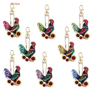 Animals & Fairy Pattern Diy Acrylic Keychain Kit, 8 Counts/set DIY Diamond Art Colorful Painting Keychain Kit with Making Tools, Creative Diamond Art Craft for Backpack Pendant Decor, Holiday Party Gift for Teens & Adults, Handmade Keychain