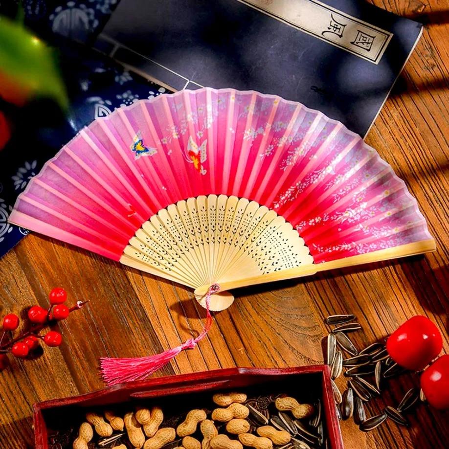 1 Count Chinese Style Folding Fan Elegant Cultural Decorative Handheld Fan For Wedding Party Home Decoration Ideal Gift Choice Viral TikTok Aesthetic Room Decor Must Haves