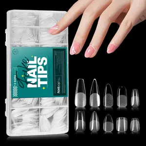 600Pcs Almond Nail Tips, Medium Almond Gel-X Nail Tips, Clear Full Cover False Nails for Nail Art and Nail Extensions, Acrylic Press On Nails, Almond Shape