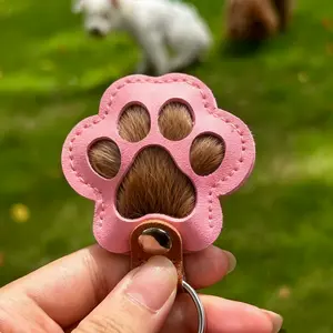 2pc Cute Animal Paw Print Keychain - Pet Hair Collector with Key Ring & Metal Buckle, Multifunctional Dog & Cat Hair Holder, Decorative Key Organizer for Pet Owners, Portable Gift for Dog Cat Lovers (Black, Brown, Beige, White), Playful Design